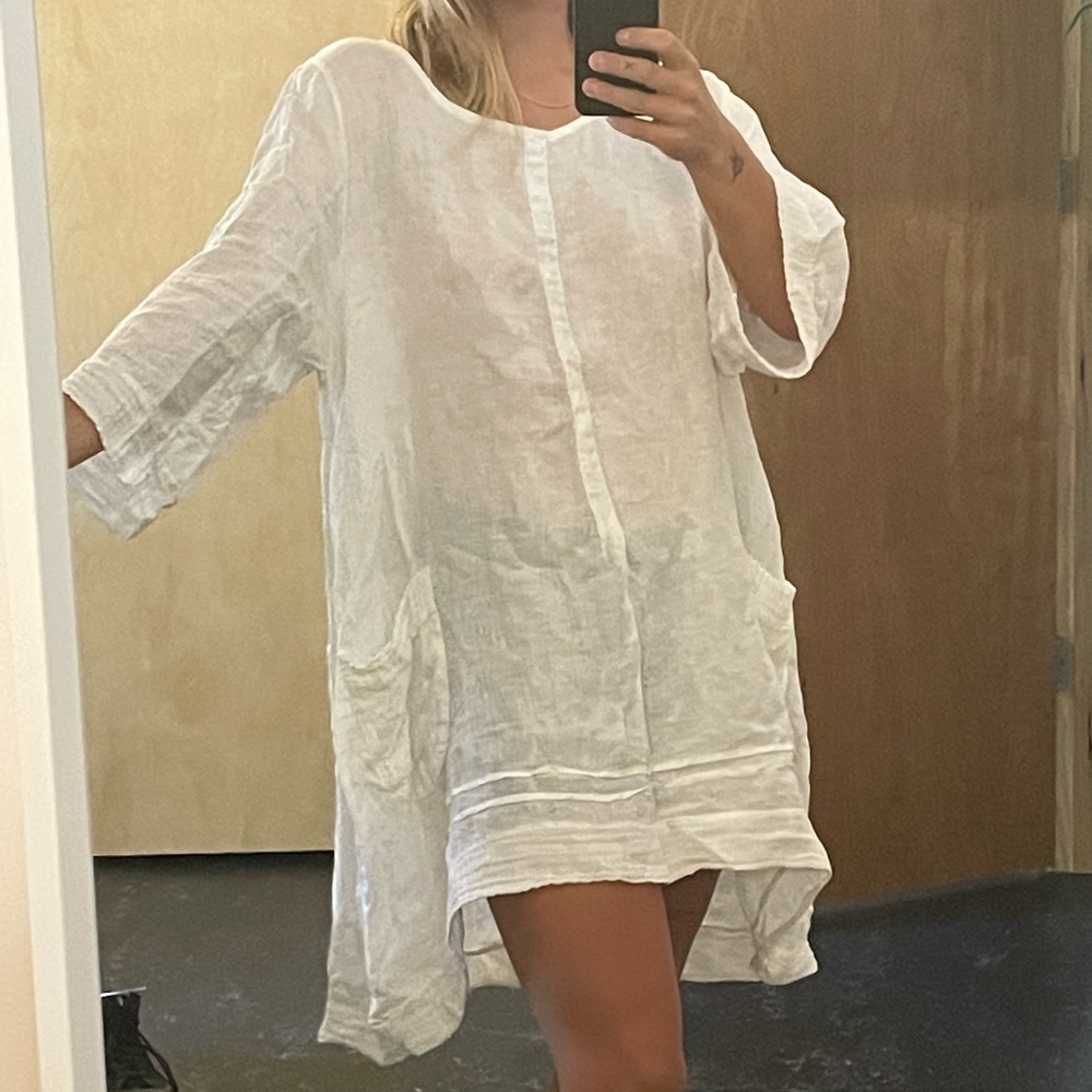 Perfect long sleeve linen dress